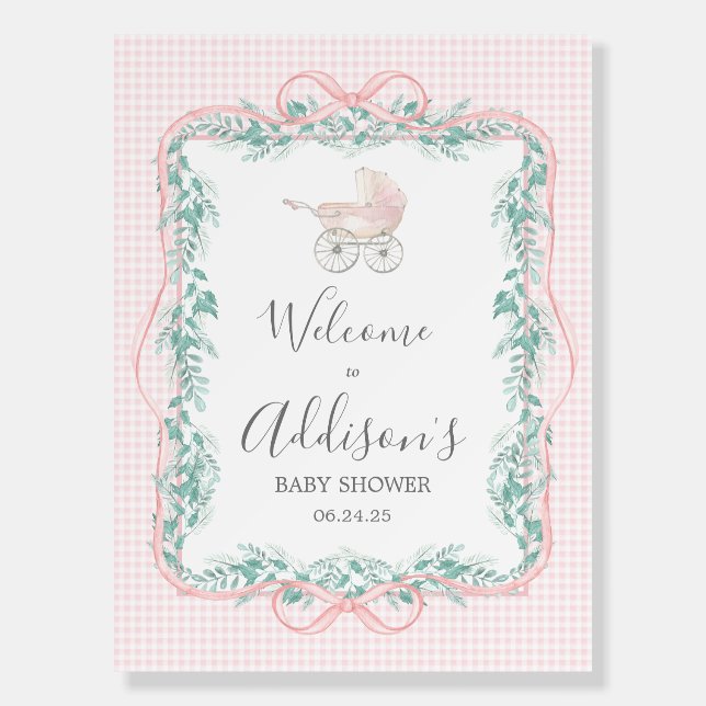 Preppy Southern baby carriage baby shower welcome  Foam Board (Front)