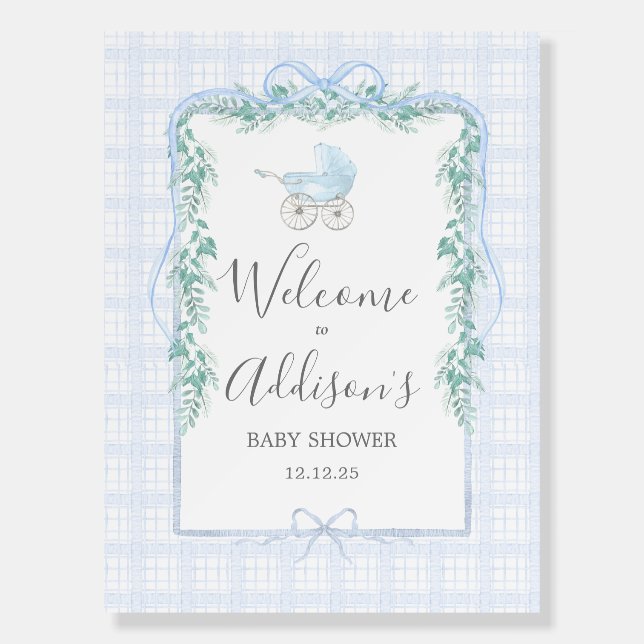 Preppy Southern baby carriage welcome sign (Front)