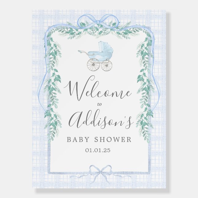 Preppy Southern baby carriage Welcome sign (Front)