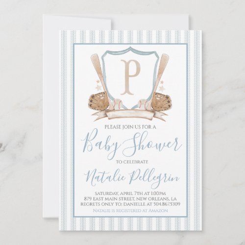 Preppy Southern Baseball Baby Shower Invitation