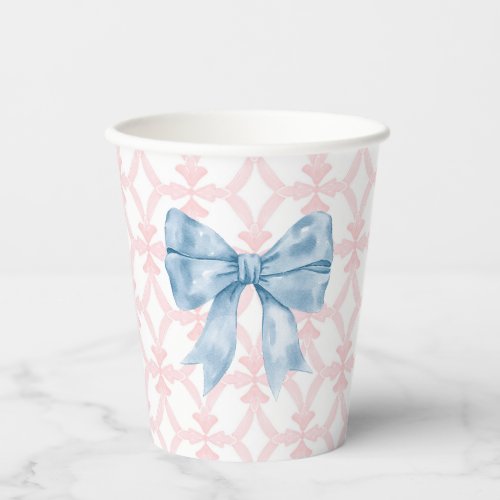 Preppy Southern Blue Bow Baby Shower Paper Cups