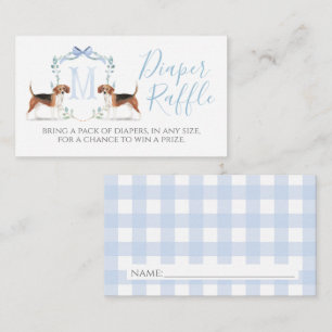 Preppy Southern Blue Boy Beagle Diaper Raffle Card