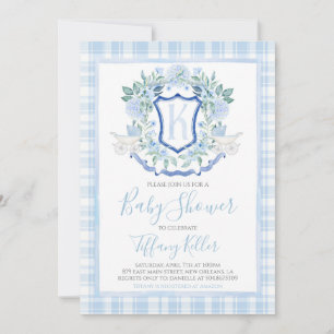 Preppy Southern Blue Boy Carriage Baby Shower Invitation