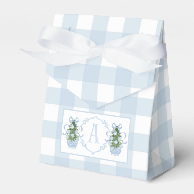 Preppy Southern Blue Boy Christmas Baby Shower Favor Boxes (Front Side)