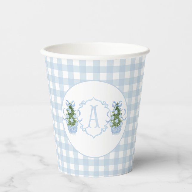 Preppy Southern Blue Boy Christmas Baby Shower Paper Cups (Front)