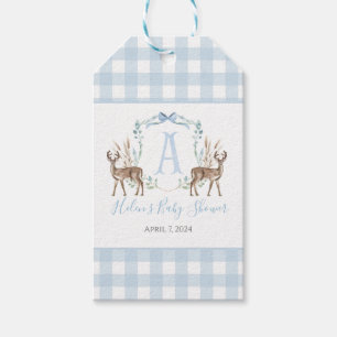 Preppy Southern Blue Boy Deer Baby Shower Gift Tags