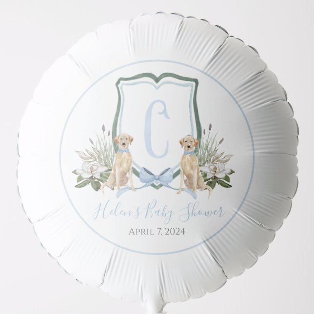 Preppy Southern Blue Boy Dog Baby Shower Balloon (Front)