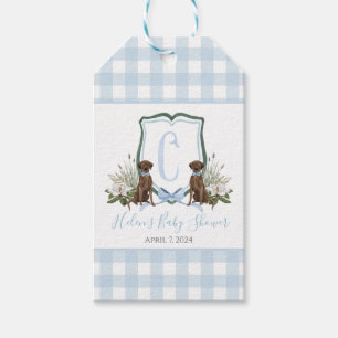 Preppy Southern Blue Boy Dog Baby Shower Gift Tag