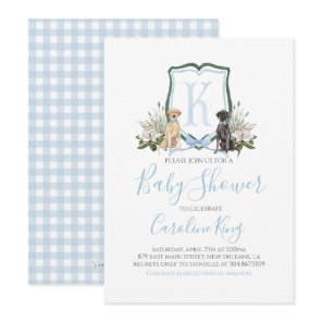 Preppy Southern Blue Boy Dog Baby Shower Invitatio Invitation