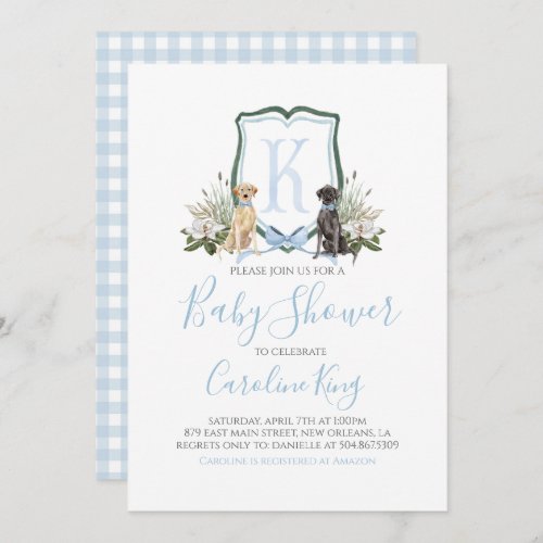 Preppy Southern Blue Boy Dog Baby Shower Invitatio Invitation