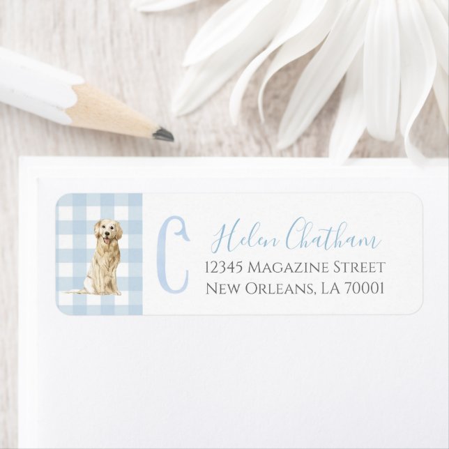 Preppy Southern Blue Boy Dog Baby Shower Label (Insitu)