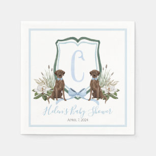 Preppy Southern Blue Boy Dog Baby Shower Napkins