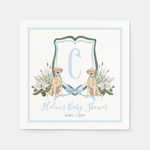 Preppy Southern Blue Boy Dog Baby Shower Napkins