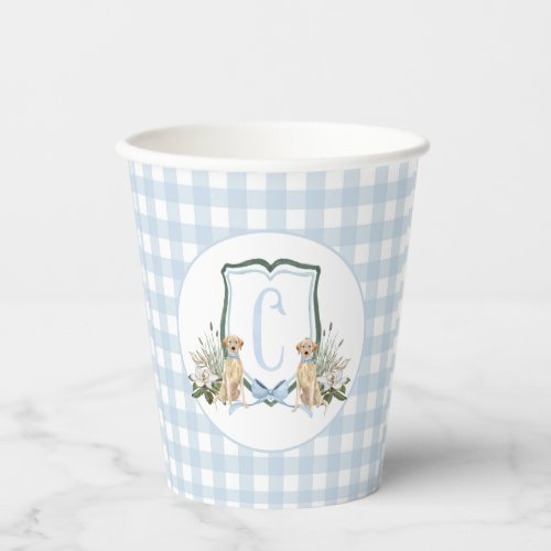 Preppy Southern Blue Boy Dog Baby Shower Paper Cups