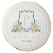 Preppy Southern Blue Boy Dog Baby Shower Sugar Cookie (Front)
