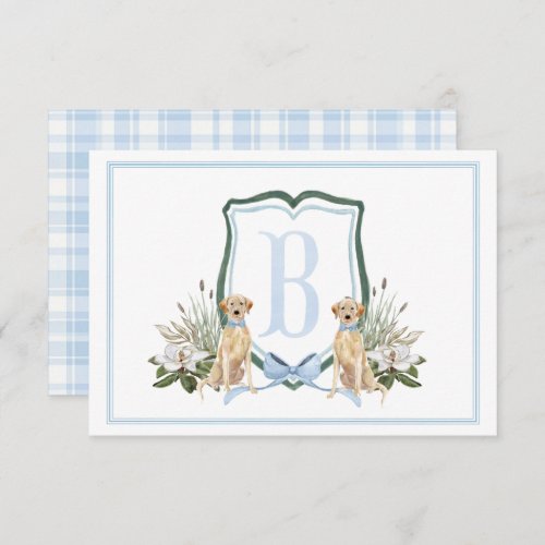 Preppy Southern Blue Boy Dog Baby Shower Thank You Card