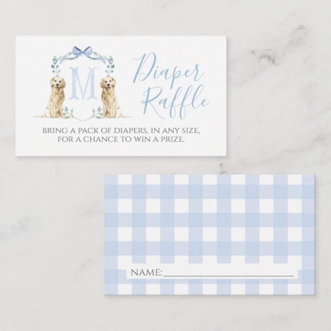 Preppy Southern Blue Boy Dog Diaper Raffle Card (Front/Back)