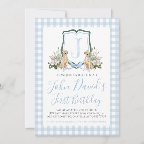 Preppy Southern Blue Boy Dog first Birthday