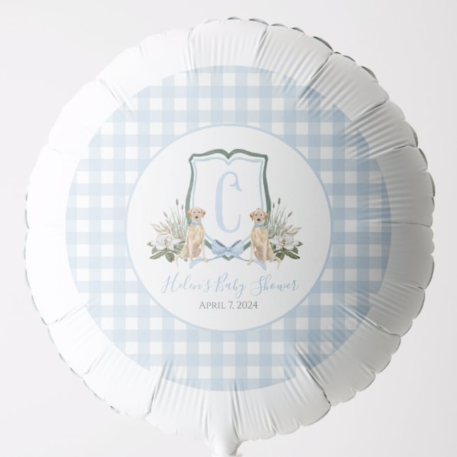 Preppy Southern Blue Boy Duck Baby Shower Balloon (Front)