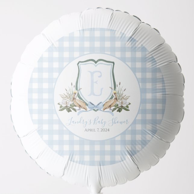 Preppy Southern Blue Boy Duck Baby Shower Balloon (Front)