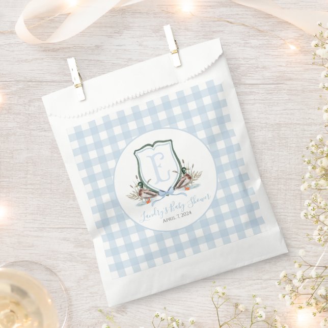Preppy Southern Blue Boy Duck Baby Shower Favor Bag (Clipped)
