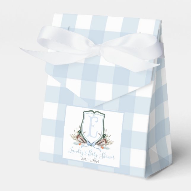 Preppy Southern Blue Boy Duck Baby Shower Favor Boxes (Front Side)
