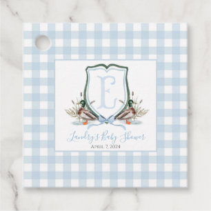 Preppy Southern Blue Boy Duck Baby Shower Favor Tags