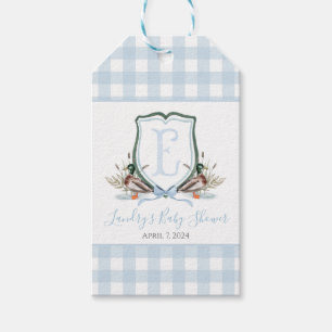 Preppy Southern Blue Boy Duck Baby Shower Gift Tags