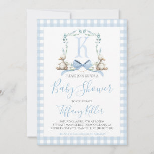Preppy Southern Blue Boy Duck Baby Shower Invitation