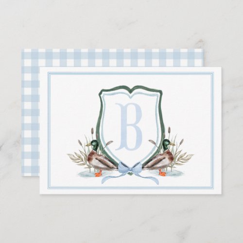 Preppy Southern Blue Boy Duck Baby Shower Thank You Card
