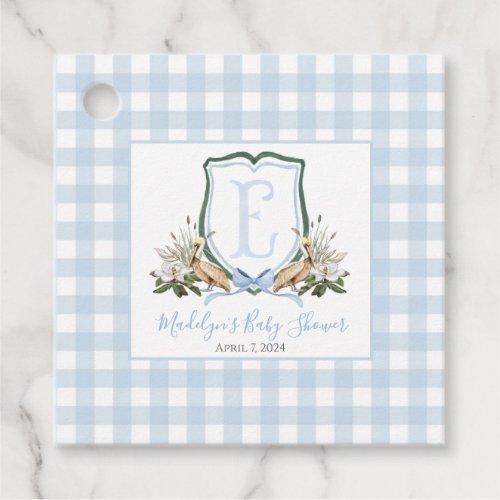 Preppy Southern Blue Boy Pelican Baby Shower Favor Tags
