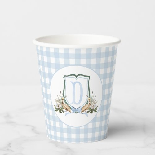 Preppy Southern Blue Boy Pelican Baby Shower Paper Cups