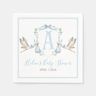 Preppy Southern Blue Boy Stork Baby Shower Napkins