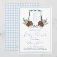 Preppy Southern Blue Boy Turkey Baby Shower