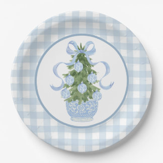 Preppy Southern Blue Christmas Baby Shower Paper Plates