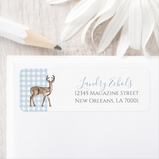 Preppy Southern Blue Deer Return Address Labels (Insitu)