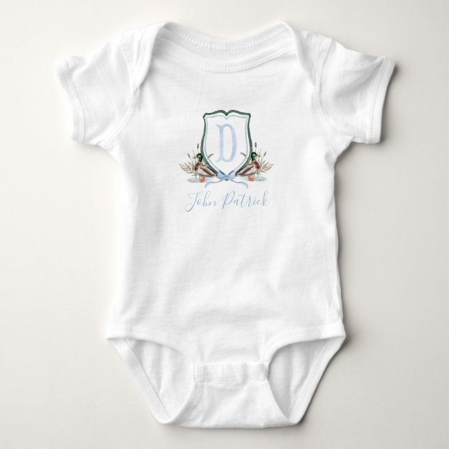 Preppy Southern Blue Duck Boy Baby Shower Baby  Baby Bodysuit (Front)