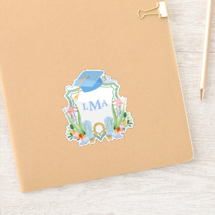 Preppy Southern Cowgirl Monogram Graduation Square Sticker