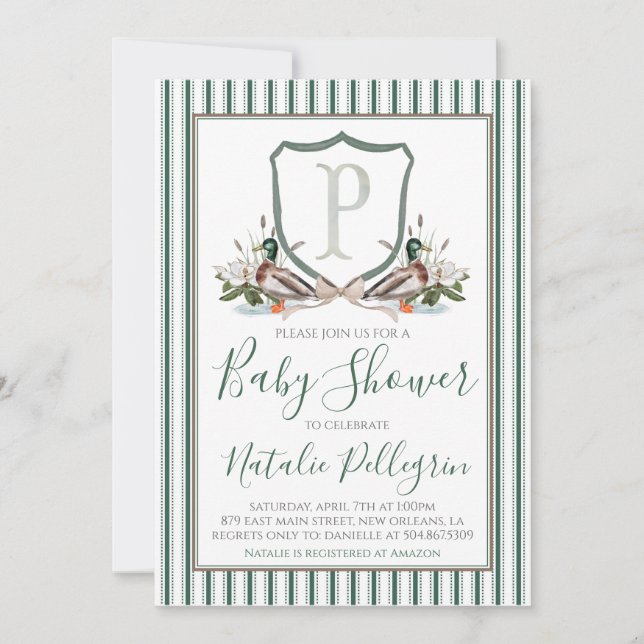 Preppy Southern Duck Boy Baby Shower Invitation (Front)