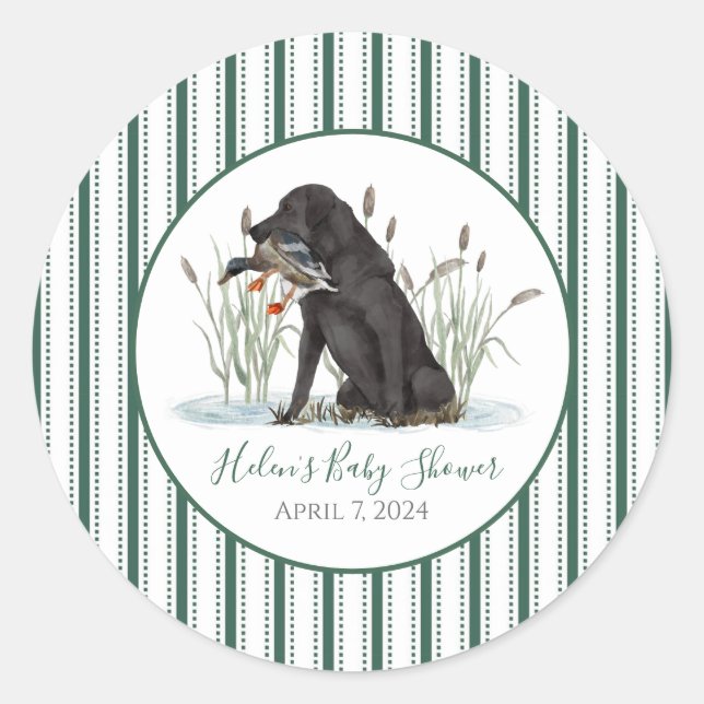 Preppy Southern Duck Hunter Baby Shower Classic Round Sticker (Front)