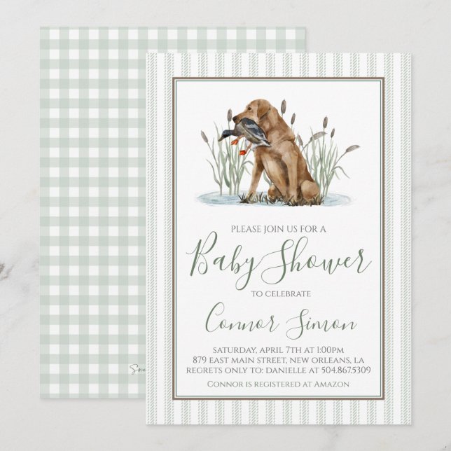 Preppy Southern Duck Hunter Baby Shower Invitation (Front/Back)