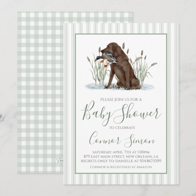 Preppy Southern Duck Hunter Baby Shower Invitation (Front/Back)