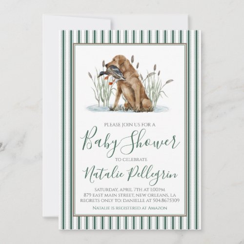 Preppy Southern Duck Hunter Baby Shower Invitation