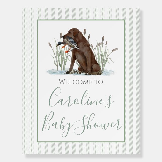 Preppy Southern Duck Hunter Lab Baby Shower Foam Board (Front)