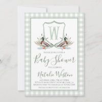 Preppy Southern Duck Sage Green Boy Baby Shower
