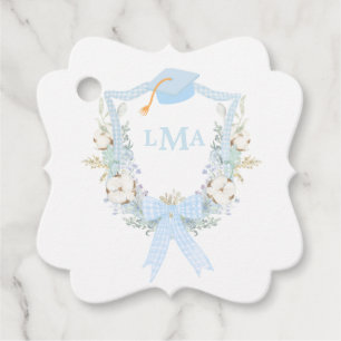 Preppy Southern Gingham Monogram Graduation Favor Tags