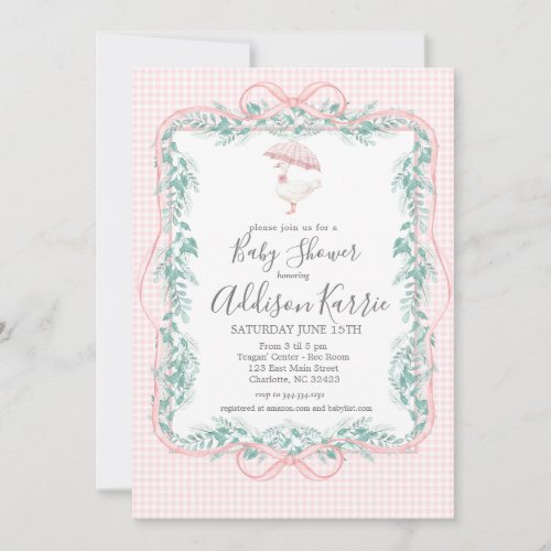 Preppy Southern goose baby shower invite