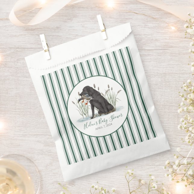 Preppy Southern Green Boy Dog Baby Shower Favor Bag (Clipped)