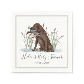 Preppy Southern Green Duck Dog Baby Shower Napkins