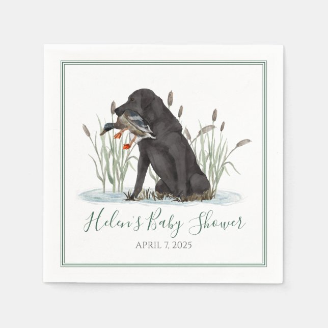 Preppy Southern Green Duck Dog Baby Shower Napkins (Front)